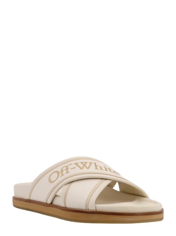 Shop Off-white Leather Sandals With Logoed Bands In Neutrals