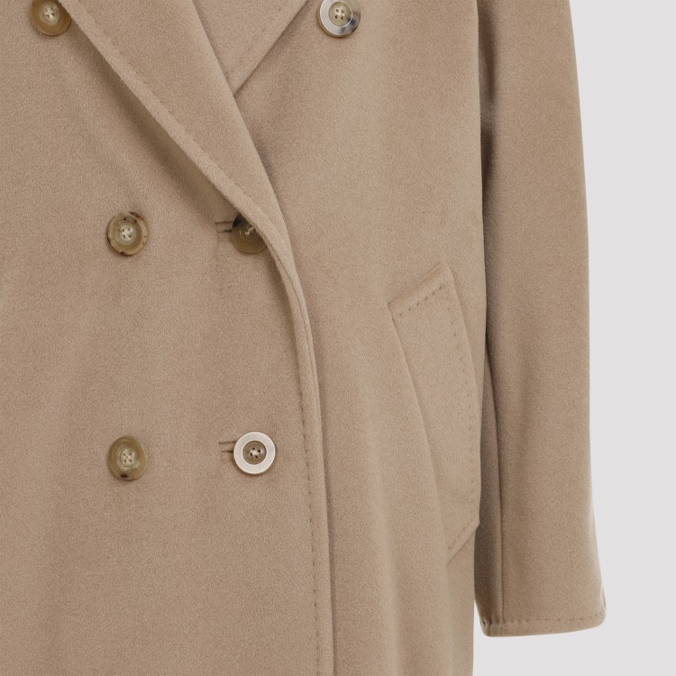 Max Mara Double-breasted Beige Wool-cashmere Coat With Tailored Silhouette In Brown