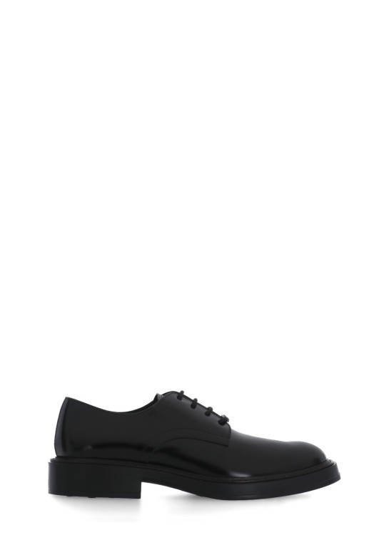 Tod's Patent Leather Derby Shoes In Black
