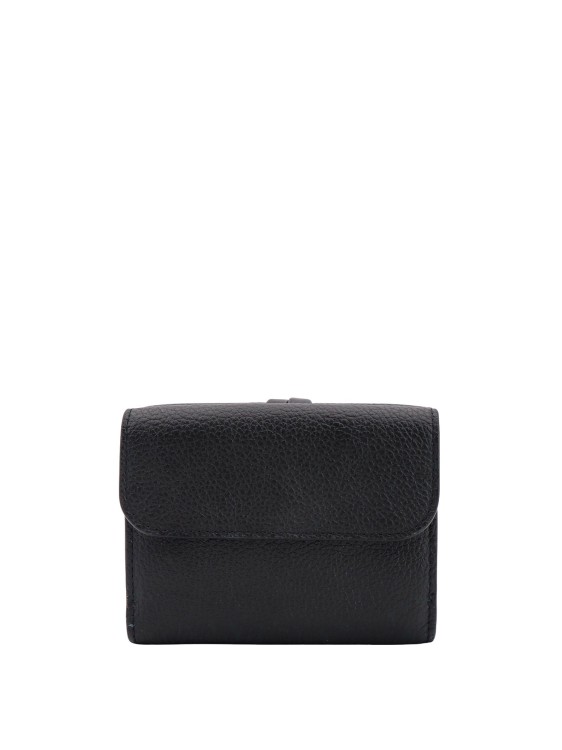 Shop Chloé Leather Wallet With Metal Monogram In Black