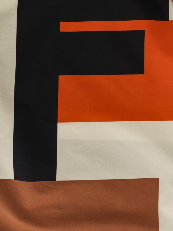 Shop Fendi Cotton Skirt With Maxi Ff Puzzle Motif In Multicolor