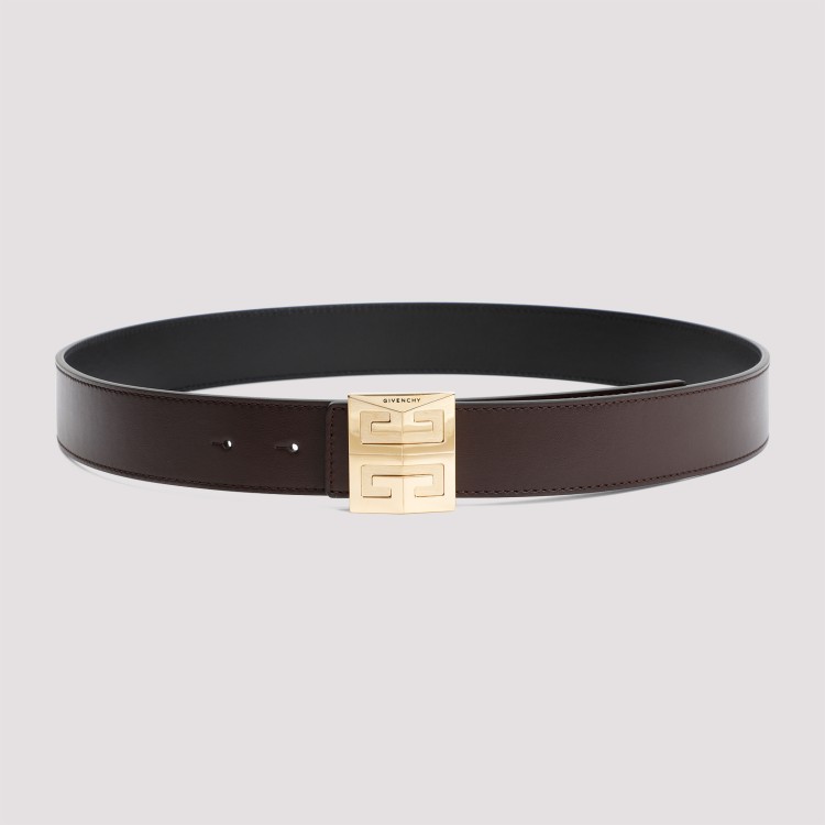 Givenchy Brown Calf Leather 4g Reversible Belt In Brown
