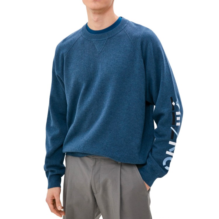 Shop Kenzo Logo Sweater In Blue
