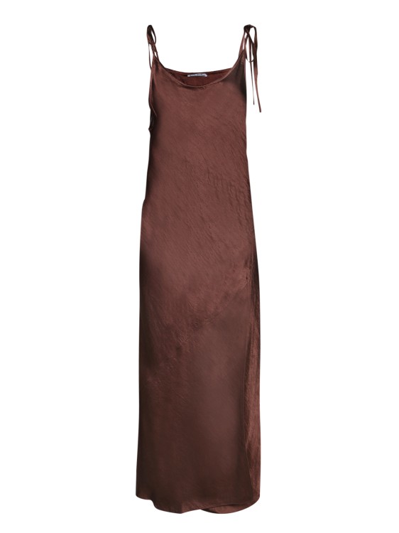 Acne Studios Satin-effect Long Dress In Brown
