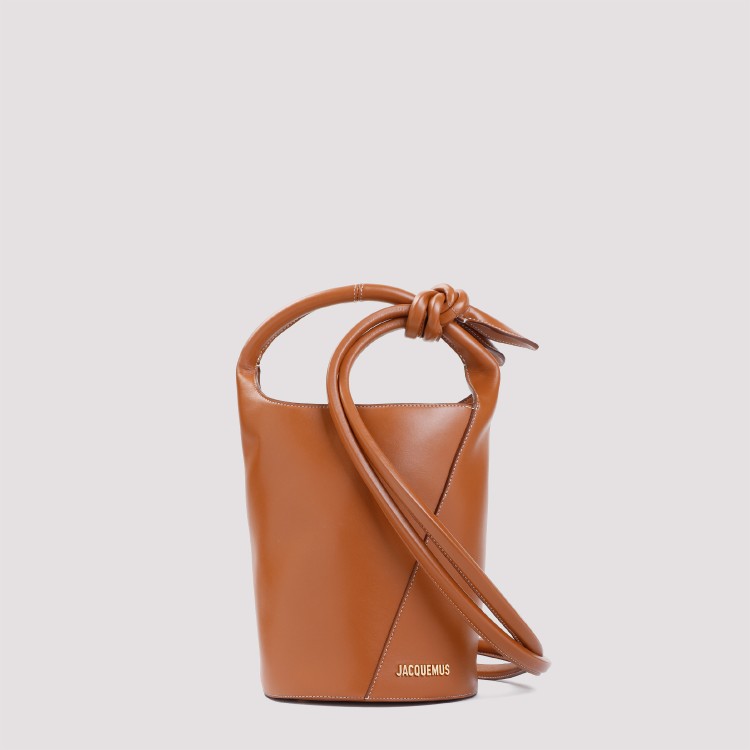 Shop Jacquemus Light Brown Leather Le Petit Tourni Bag