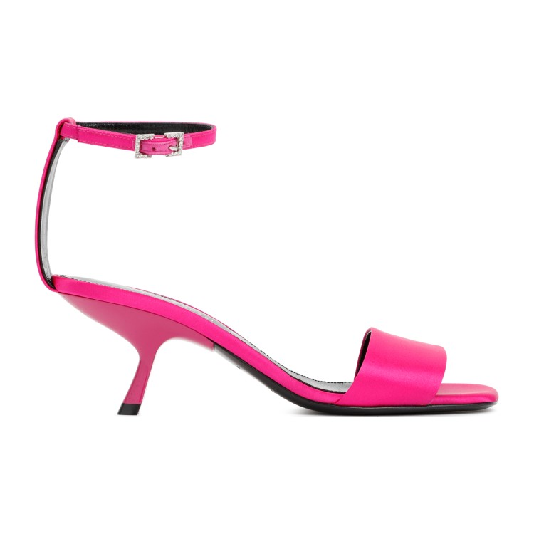 Shop Sergio Rossi Magenta Satin Sandals In Red