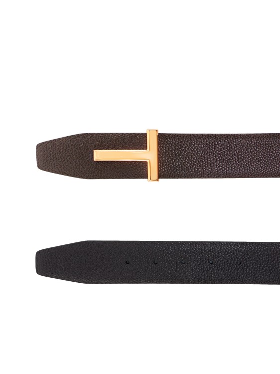 Shop Tom Ford Hammered Leather Belt In Black