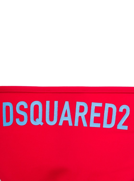 Shop Dsquared2 Red Swim Bikini Bottom With Lettering In Nylon Stretch
