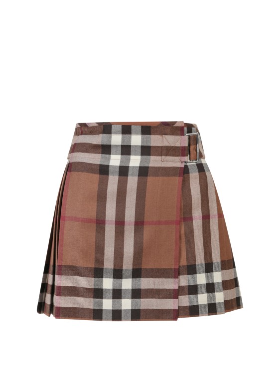 BURBERRY WOOL SKIRT WITH EXAGGERATED CHECK,89152ba3-e417-be0e-86ff-2ae96530a632
