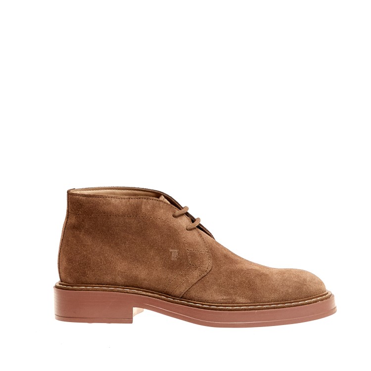 Shop Tod's Walnut Suede Ankle Boot With Extralight Brick Sole In Brown