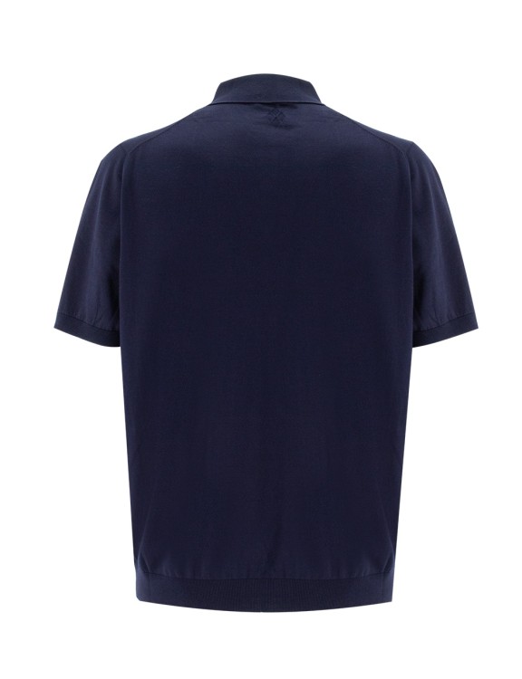 Shop Ballantyne Navy Knitted Polo Shirt In Black