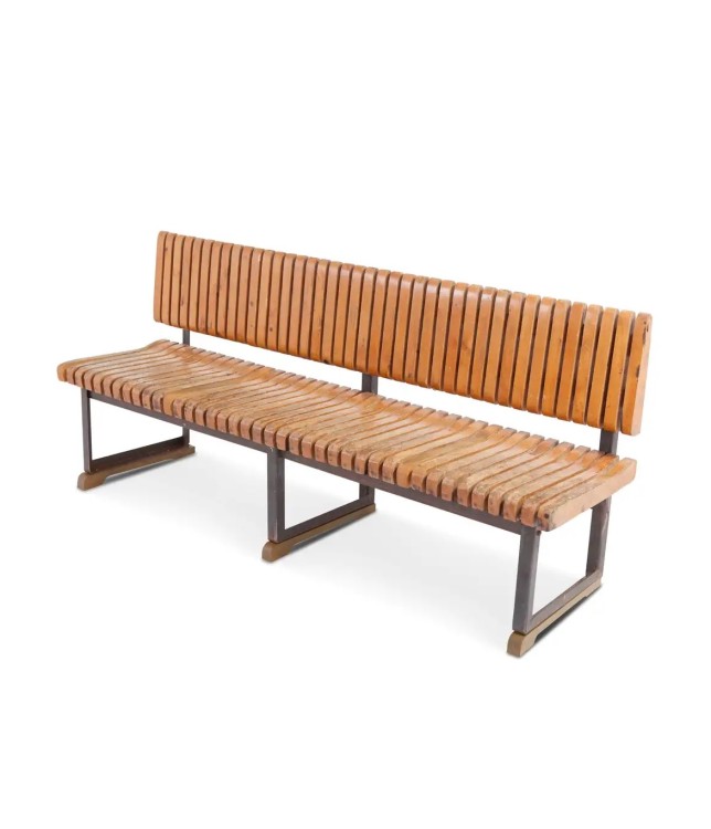 Shop Unknown Industrial Bench With Slatted Seat And Backrest In Not Applicable