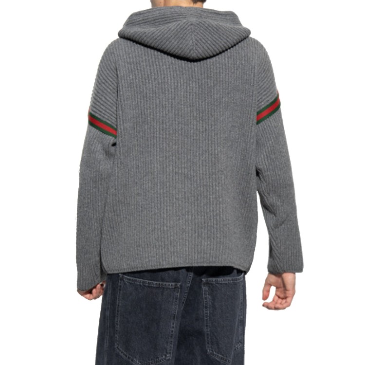 Shop Gucci Wool Zipped Sweatshirt In Grey