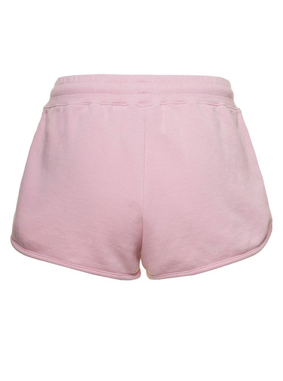 Shop Golden Goose Pink Shorts With Contrasting Logo Print In Cotton In Purple