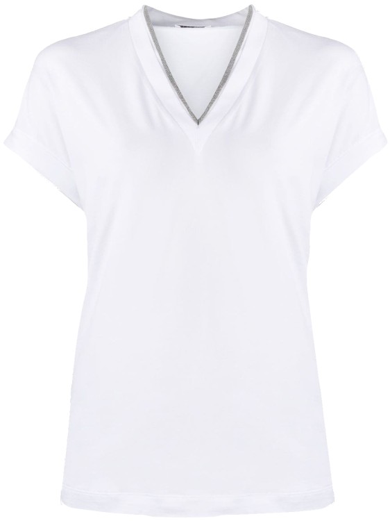 Shop Brunello Cucinelli V-neck T-shirt In White