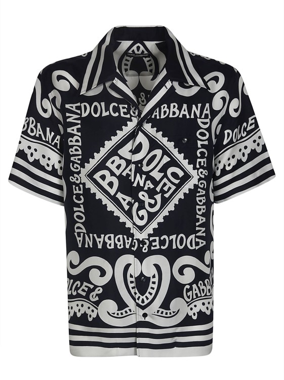 Shop Dolce & Gabbana Silk All-over Logo Print Shirts In Black