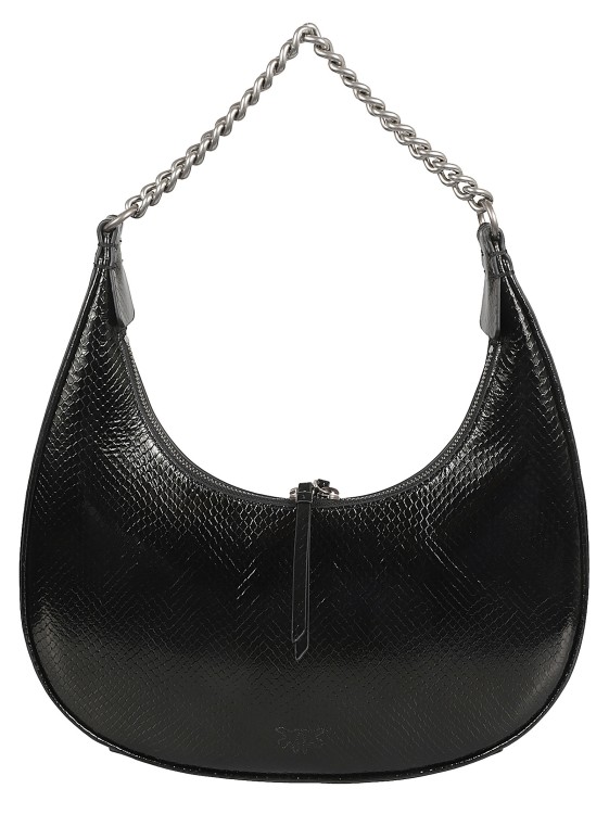 Shop Pinko Logo-plaque Leather Shoulder Bag In Black