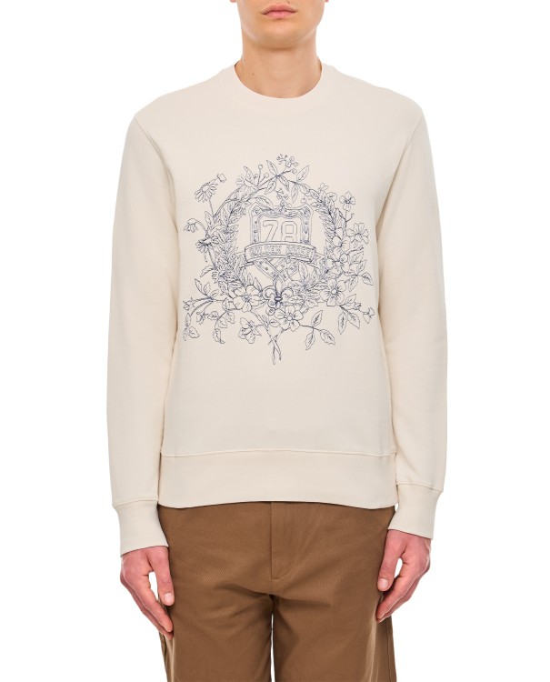 Shop Golden Goose Cotton Crewneck Sweatshirt Embroidery In White