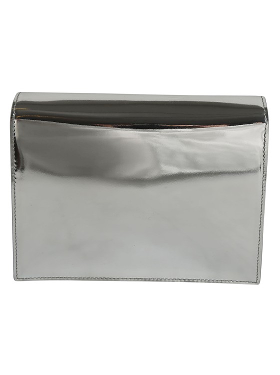 Shop Dolce & Gabbana Silver-tone Calf Leather Mirrored Finish Bag In White