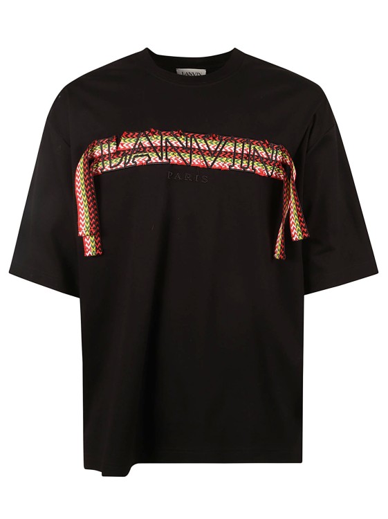 Shop Lanvin Black Logo Embroidered T-shirt