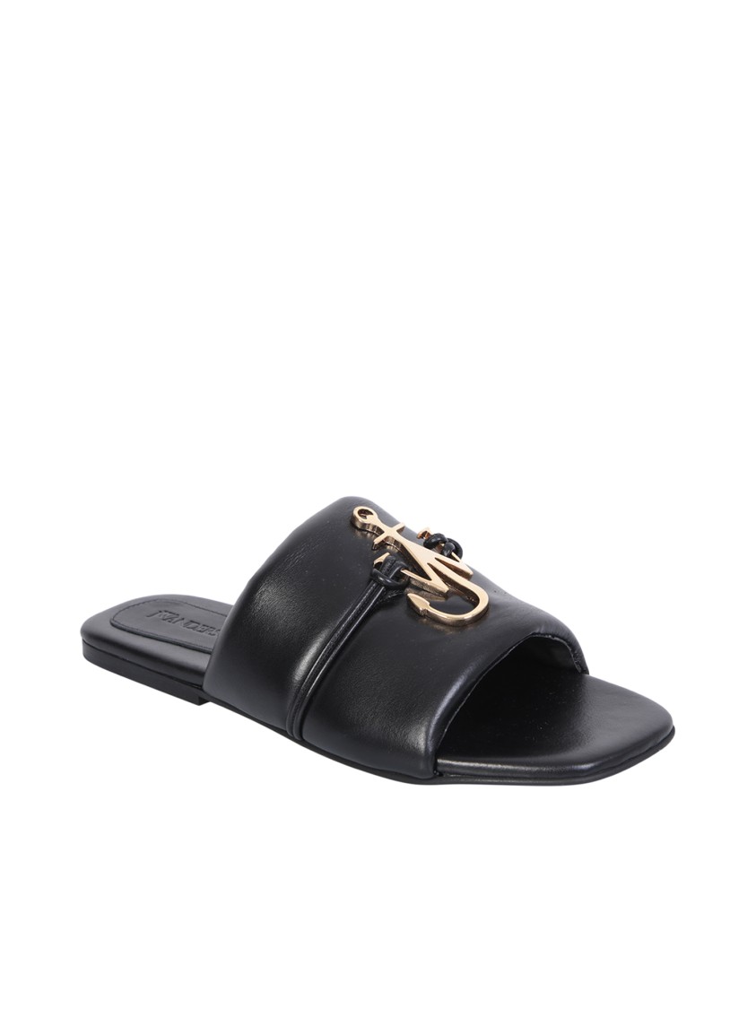 Jw Anderson J. W.anderson Solid Color Faux Leather Sandals With Golden Detail In Grey