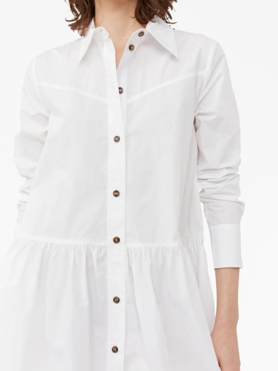 Shop Ganni Pointed-collar Organic Cotton Shirtdress In White