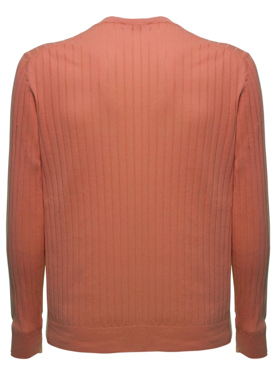 Shop Gaudenzi Long-sleeved Orange Ribbed Cotton Sweater In Brown