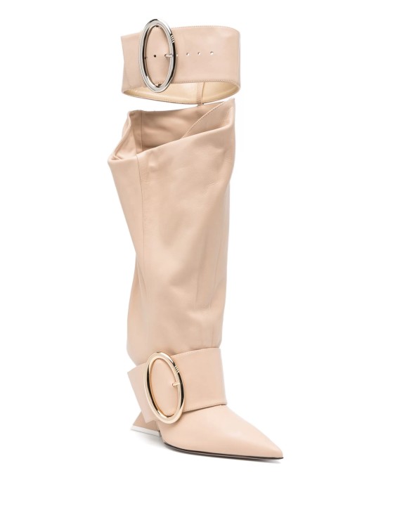 Shop Attico Pink Dada Slouchy Boots In Neutrals
