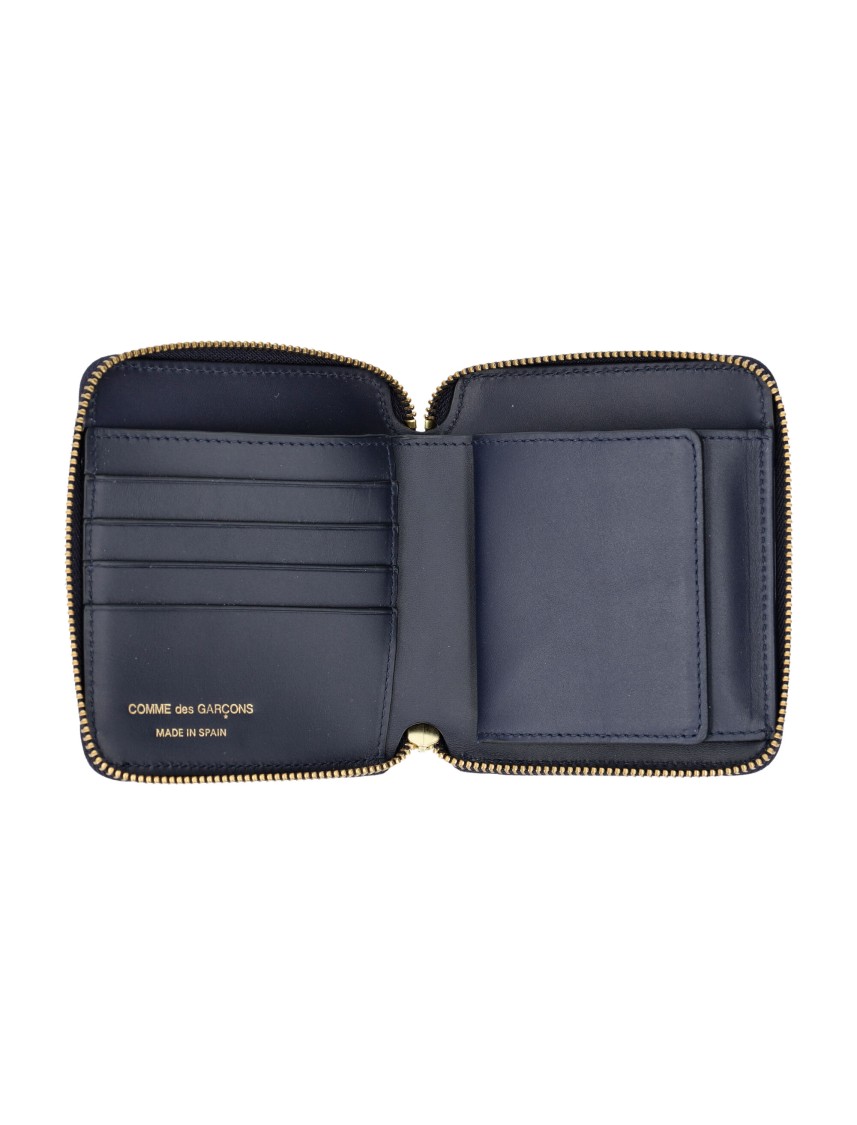 Comme Des Garçons Wallet Vertical Zip Around Wallet In Blue