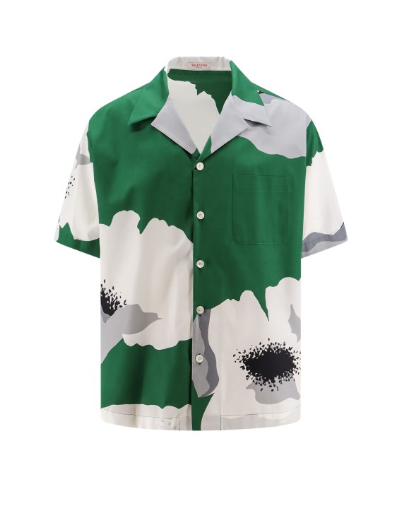Shop Valentino Cotton Shirt With Flower Portrait Print In Multicolor