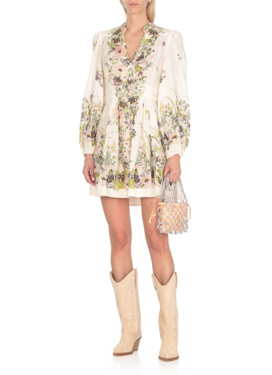 Shop Zimmermann Halliday Plunge Dress In Neutrals