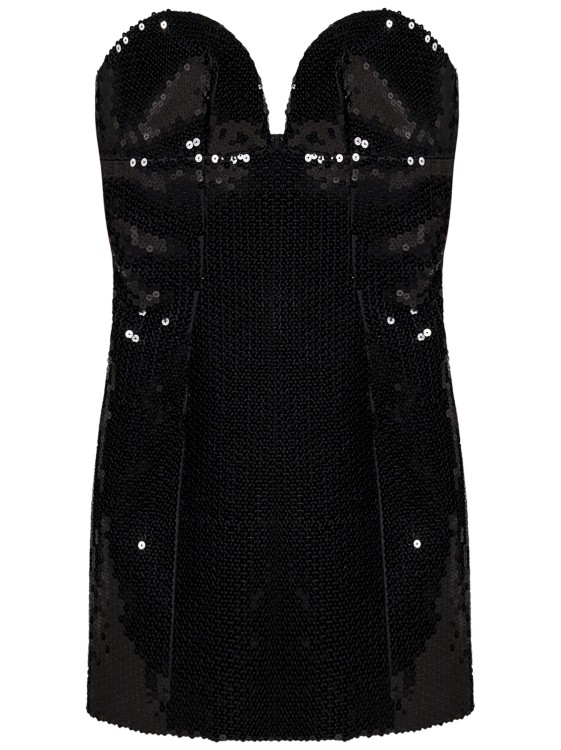 Shop Monot Black Sequins Strapless Minidress