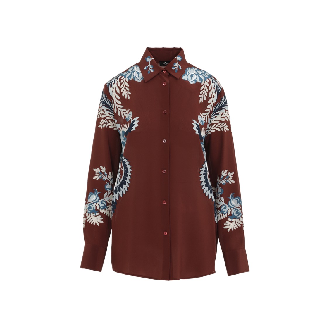 Shop Etro Dark Brown Silk Shirt