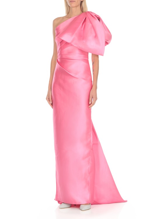 Solace London The Priya Bow-embellished Faille Gown In Pink