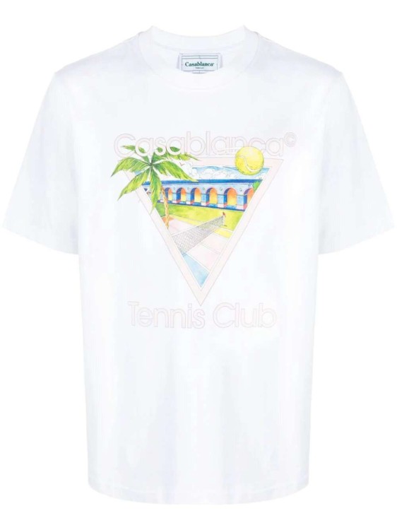 Shop Casablanca Tennis Club Icon Jersey T-shirt In White