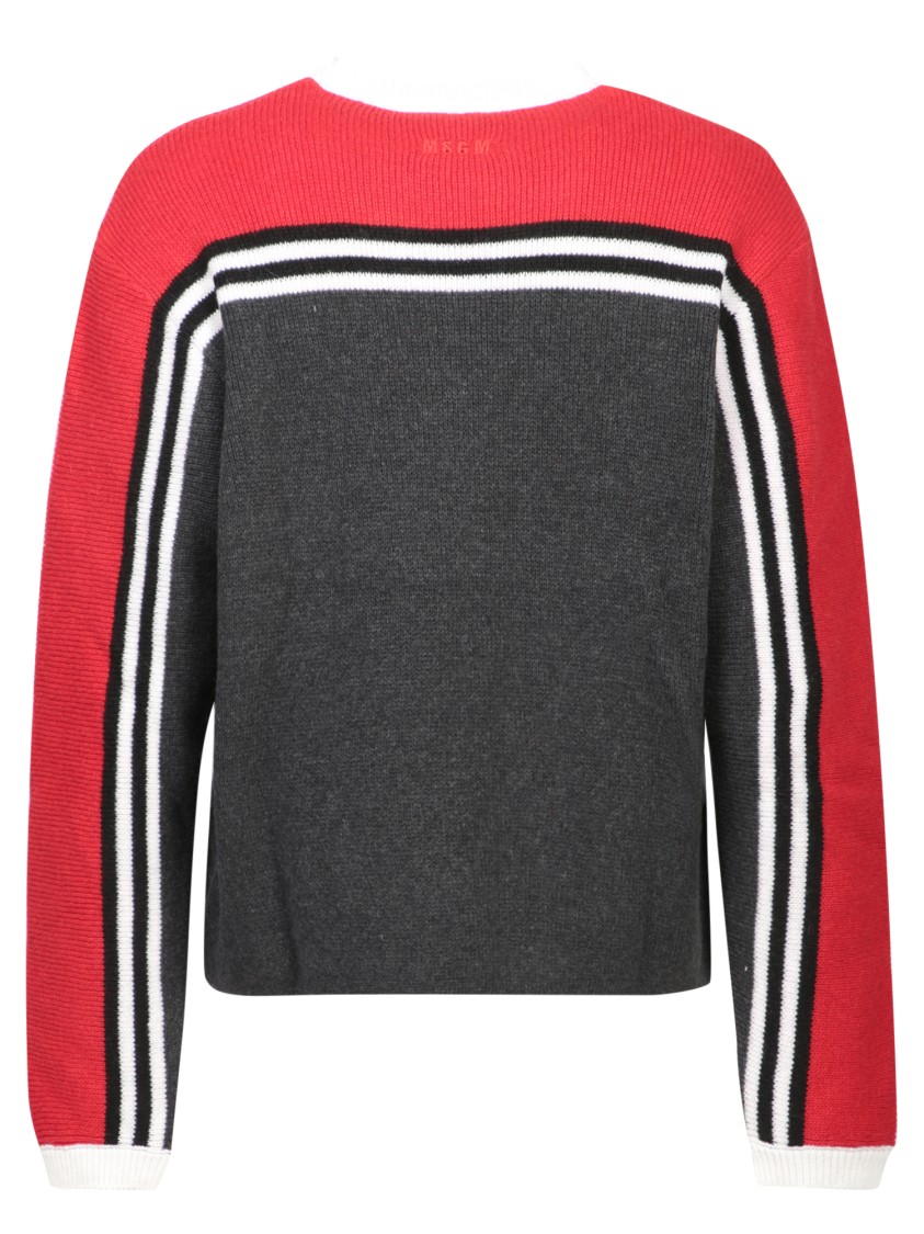 Msgm Striped Intarsia Knit Sweater In Black
