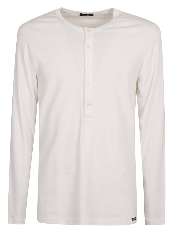 Shop Tom Ford White Stretch-cotton Round-neck Henley T-shirt