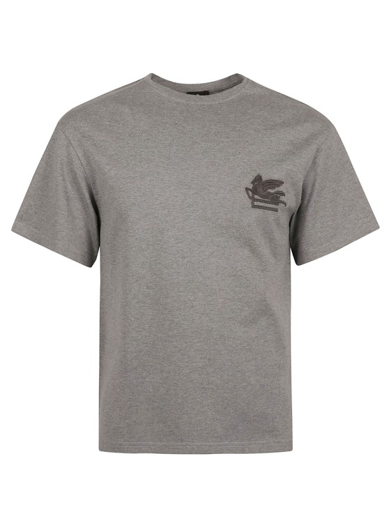 Etro Grey Pegaso-embroidered Cotton T-shirt