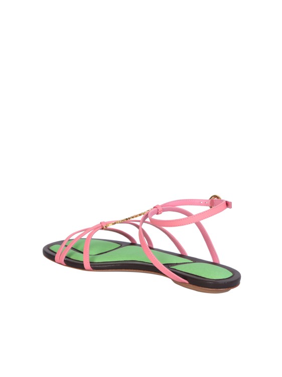 Shop Jacquemus Tricolor Lamskin Leather Sandals In Multicolor
