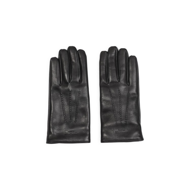 Giorgio Armani Black Leather Gloves In Black