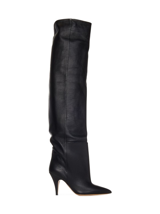 Shop Khaite Ny Black Leather Knee-high Boots