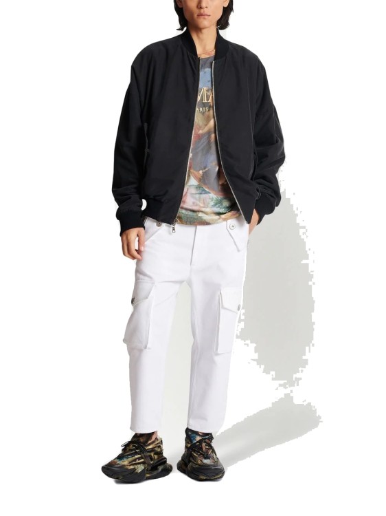Shop Balmain Bomber Sky Print Multicolor/black Reversible Jacket