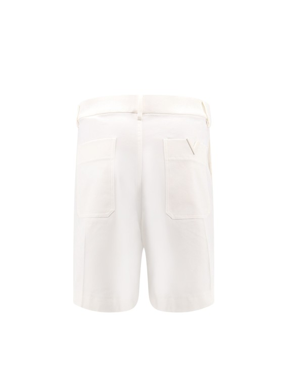 Shop Valentino Cotton Bermuda Shorts With Metal Vlogo Detail In White