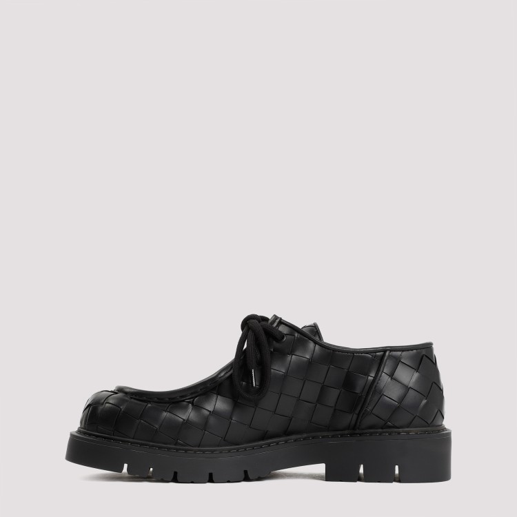 Shop Bottega Veneta Haddock Lace Up Black Calf Leather Shoes