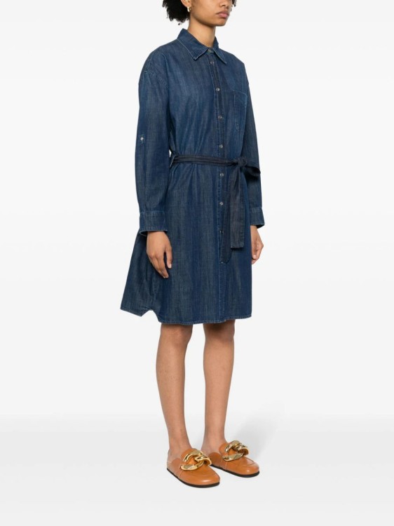 Shop Lorena Antoniazzi Belted Denim Midi Dress In Blue