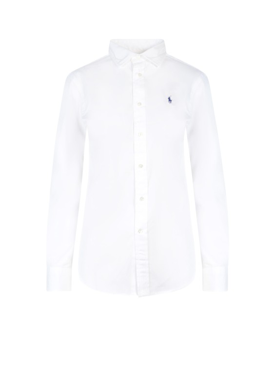 Shop Polo Ralph Lauren Cotton Shirt With Embroidered Logo In White