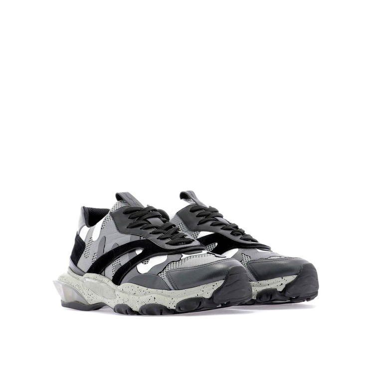 Shop Valentino Bounce Camouflage Sneakers In Grey
