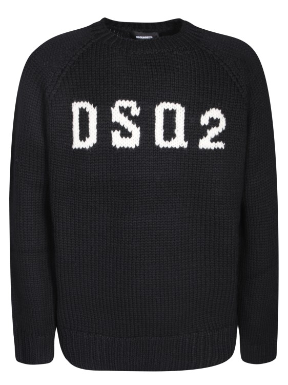 Dsquared2 Wool Sweater With Raglan Sleeves And Textured Knit In Black