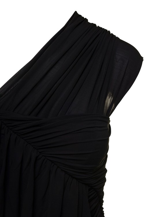 Shop Rick Owens Black One-shoulder Draped Top In Stretch Cupro