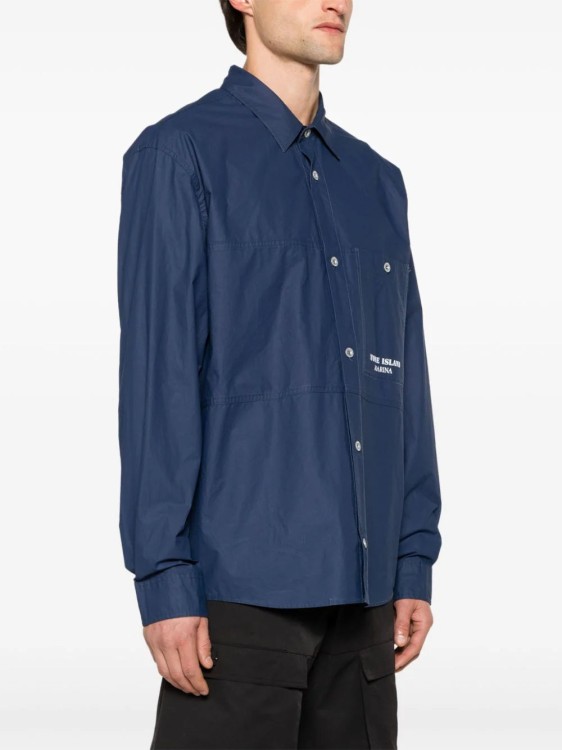 Shop Stone Island Stripe-detail Shirt Jacket In Blue